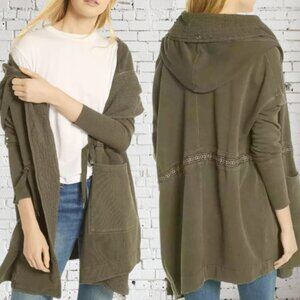 Free People Studio City Open Oversized Bohemian Cardigan Green Gray Women M